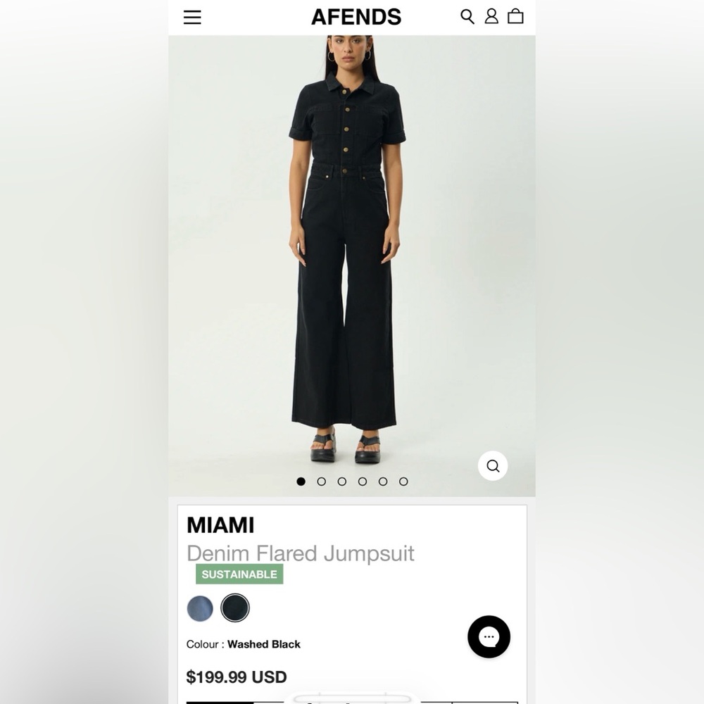 Afends black denim jumpsuit size 6
